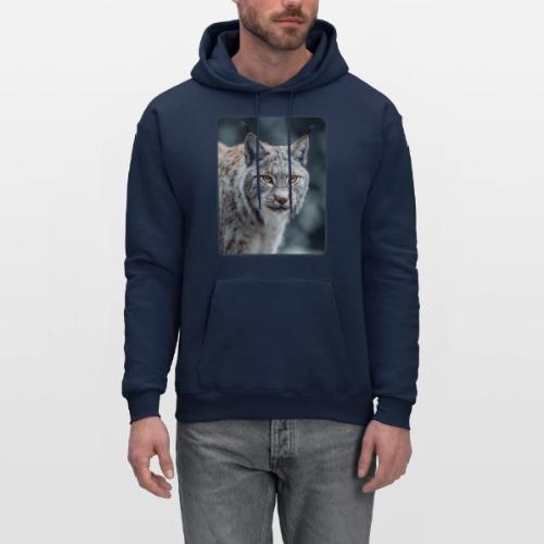 Lynx Portrait Piercing Eyes Design - Men's Hoodie