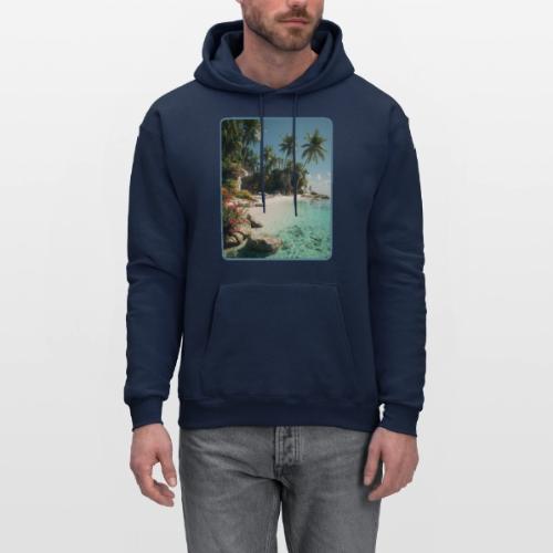 Serene Tropical Beach Floral Design - Men's Hoodie