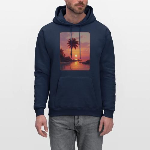 Tropical Beach Sunset Palm Design - Men's Hoodie