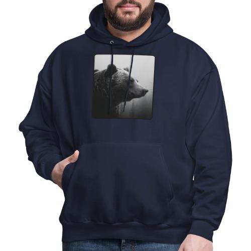 Grizzly Bear Black White Portrait Design - Men's Hoodie