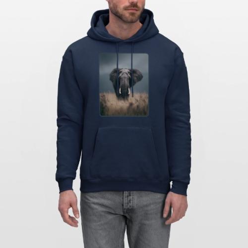 Majestic African Elephant Portrait Design - Men's Hoodie