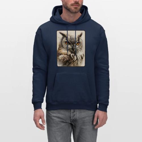 Great Horned Owl Watercolor Design - Men's Hoodie