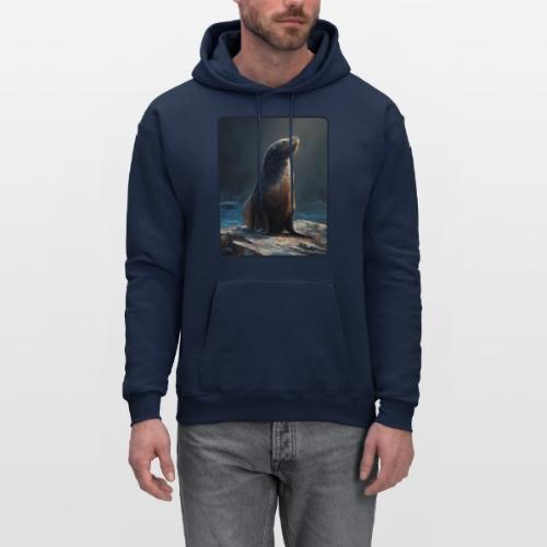 Fur Seal Artistic Shore Portrait Design - Men's Hoodie