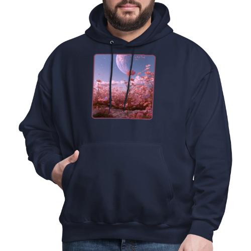 Cosmic Moon & Cosmos Flowers Art - Men's Hoodie