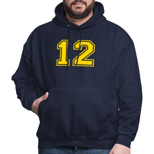 Number 12 in a classic athletic collegiate font - Men's Hoodie