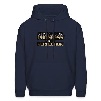 Strive for Progress Not Perfection - Motivational - Men's Hoodie - navy - Front - Elias (183cm)