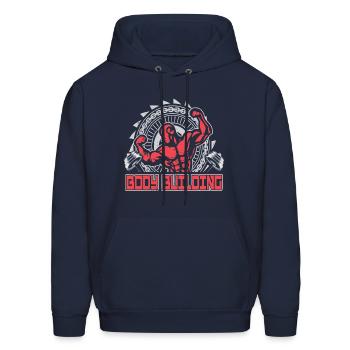 BODY BUILDING - Men's Hoodie - navy - Front - Elias (183cm)