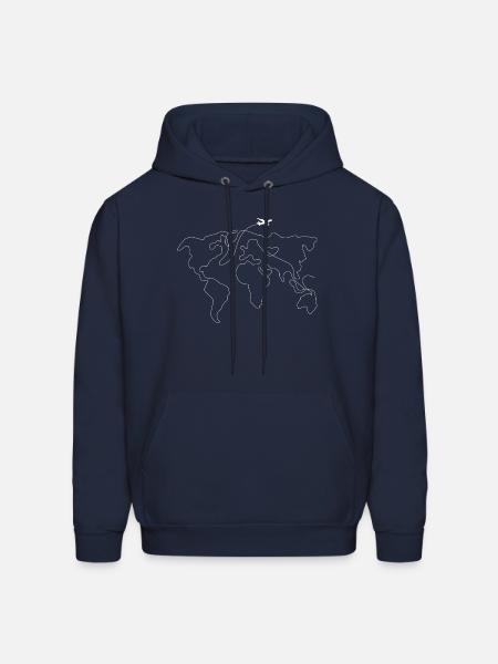 World Map Heart Flight - Men's Hoodie - navy