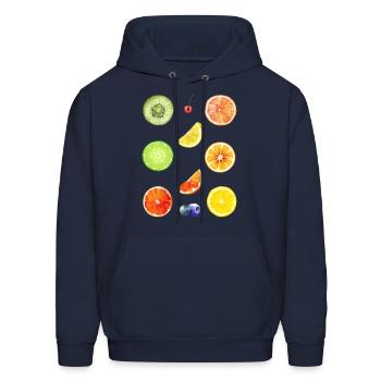 “Tropical Slice Symphony – Watercolor Fruit Art” - Men's Hoodie - navy - Front - Elias (183cm)
