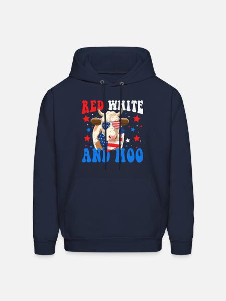 Red White and Moo - Men's Hoodie - navy