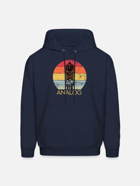 Vacuum Tube Retro Analog Audio Valve Amp Hi Fi or - Men's Hoodie - navy