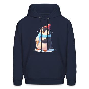Cute penguin eating ice cream - cute animals - Men's Hoodie - navy - Front - Elias (183cm)