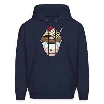 Adorable Kawaii Sundae Graphic - Men's Hoodie - navy - Front - Elias (183cm)