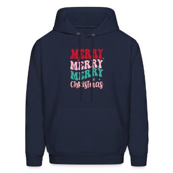 Merry, Merry, Merry Christmas - Men's Hoodie - navy - Front - Elias (183cm)