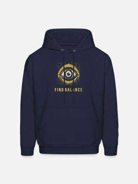 Classic aesthetic simple Golden eye: FIND BALANCE - Men's Hoodie - navy