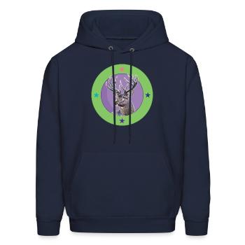 Deer Retro - Men's Hoodie - navy - Front - Elias (183cm)
