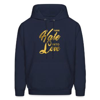 Turn hate Into Love - Men's Hoodie - navy - Front - Elias (183cm)