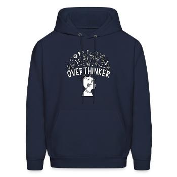 OVERTHINKER – Nerdy Aesthetic Brainstorm Design - Men's Hoodie - navy - Front - Elias (183cm)