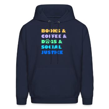 books and coffee and dogs and social justice - Men's Hoodie - navy - Front - Elias (183cm)