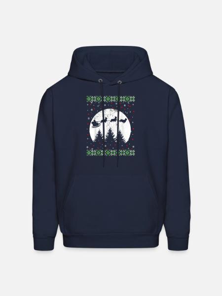 Christmas Corgi Dog Santa Riding Corgi Xmas - Men's Hoodie - navy
