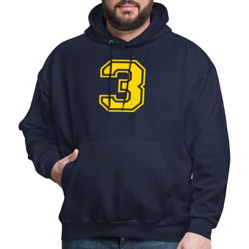 Number 3 in a classic athletic collegiate font - Men's Hoodie