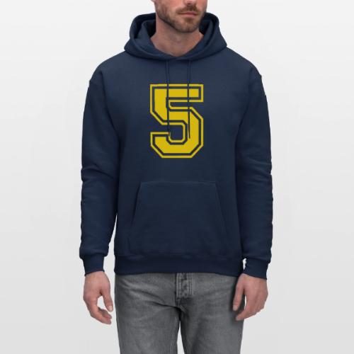 Number 5 in a classic athletic collegiate font - Men's Hoodie