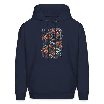 Année Du Dragon 2024 Dragon Cool Art Graphique - Molleton à capuche pour hommes - marine - Devant - Elias (183cm)