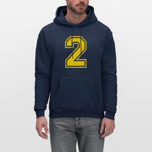 Number 2 in a classic athletic collegiate font - Men's Hoodie