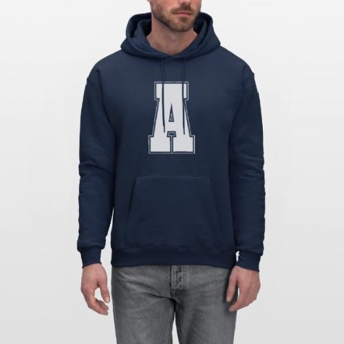 White Letter A – Varsity Alphabet Monogram - Men's Hoodie
