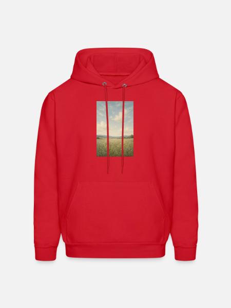 Meadow Bloom Under Wide Sky - Men's Hoodie - red