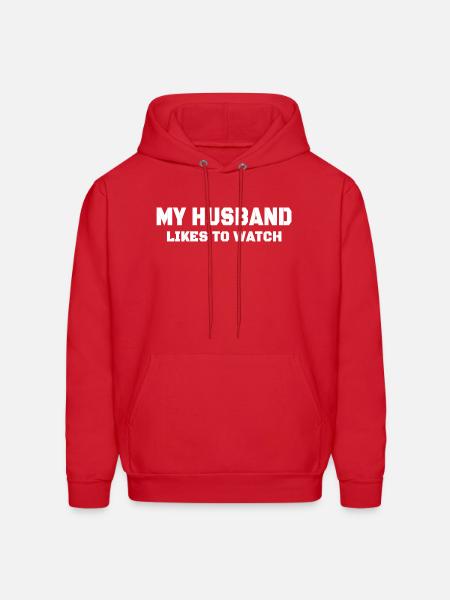 My husband likes to watch - Men's Hoodie - red