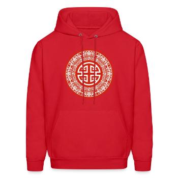 Lu - Wealth - Men's Hoodie - red - Front - Elias (183cm)