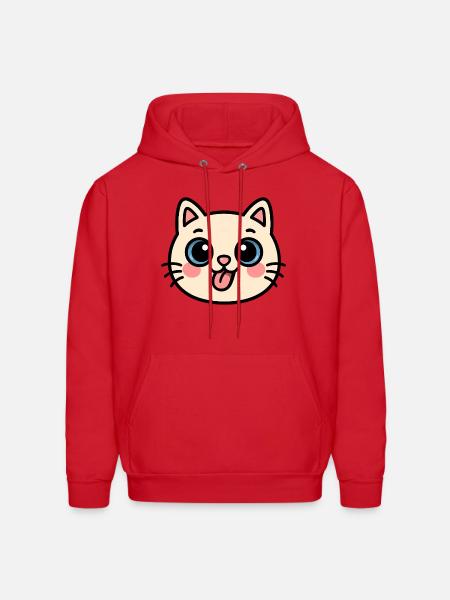 Kawaii Cat Face - Men's Hoodie - red
