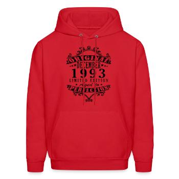 December 1993 Anniversary December 1993 December - Men's Hoodie - red - Front - Elias (183cm)