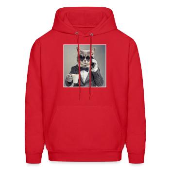 cat in suit - Men's Hoodie - red - Front - Elias (183cm)