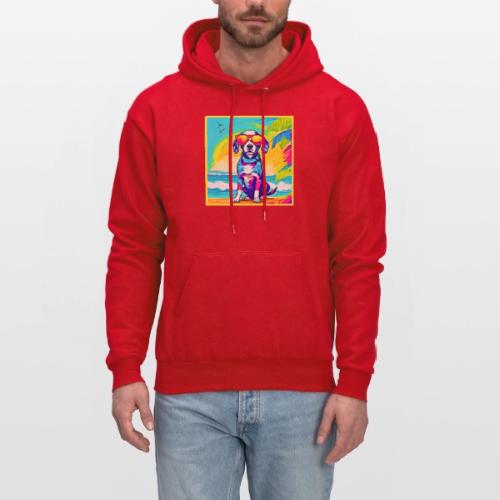 Colorful Surfing Dog Painting - Men's Hoodie