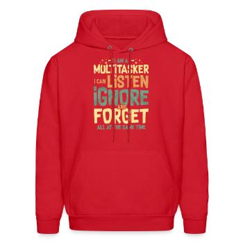 Humorous I Am A Multitasker developer - Men's Hoodie - red - Front - Elias (183cm)