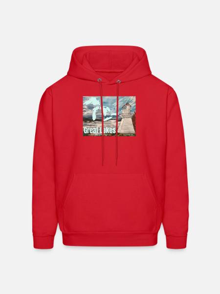 Great Lakes Lighthouse Poster - Men's Hoodie - red