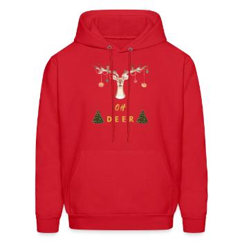 Christmas DEER - Men's Hoodie - red - Front - Elias (183cm)