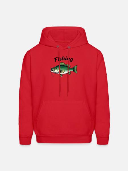 Vivid Bass Fishing Tackle Illustration - Men's Hoodie - red