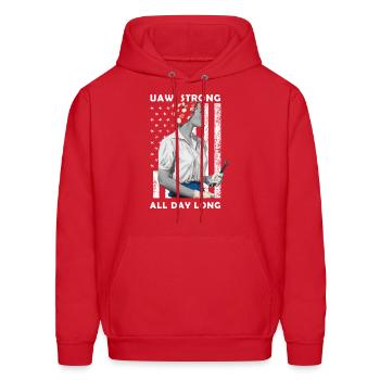 Women UAW Strike United Auto Workers Strike - Men's Hoodie - red - Front - Elias (183cm)