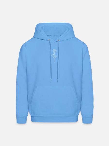 Minimalist Rose Line Art - Men's Hoodie - carolina blue