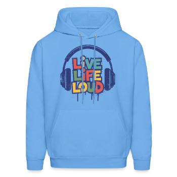 Live Life Loud - Men's Hoodie - carolina blue - Front - Elias (183cm)