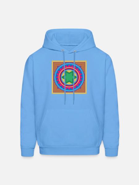 Vibrant Star Mandala Burst - Men's Hoodie - carolina blue