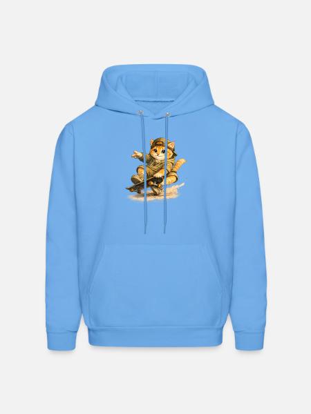 Skate Kitten on Board - Men's Hoodie - carolina blue