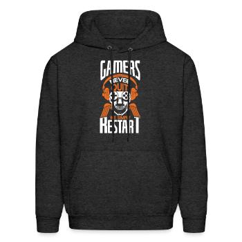 Never Quit We Simply Restart - Men's Hoodie - charcoal grey - Front - Elias (183cm)