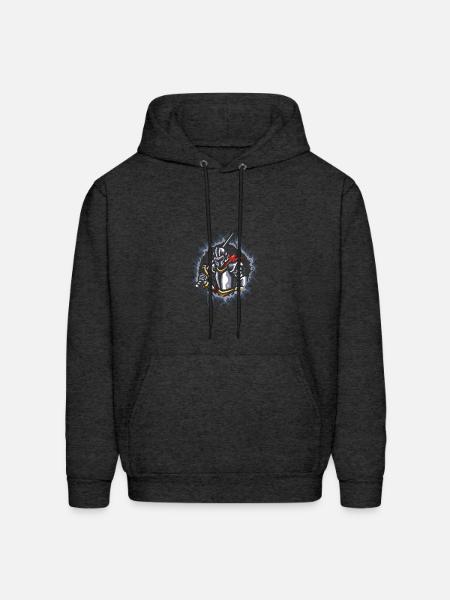 Knight With Halftone Fire Background - Men's Hoodie - charcoal grey