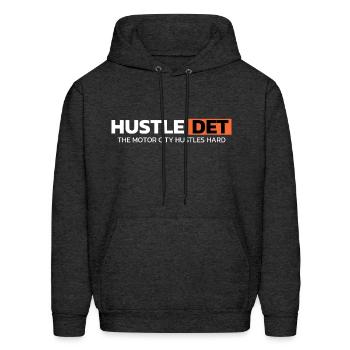 Hustle Detroit - Men's Hoodie - charcoal grey - Front - Elias (183cm)