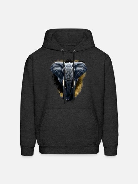 Golden Elephant - Men's Hoodie - charcoal grey