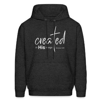 Created in His image - Men's Hoodie - charcoal grey - Front - Elias (183cm)